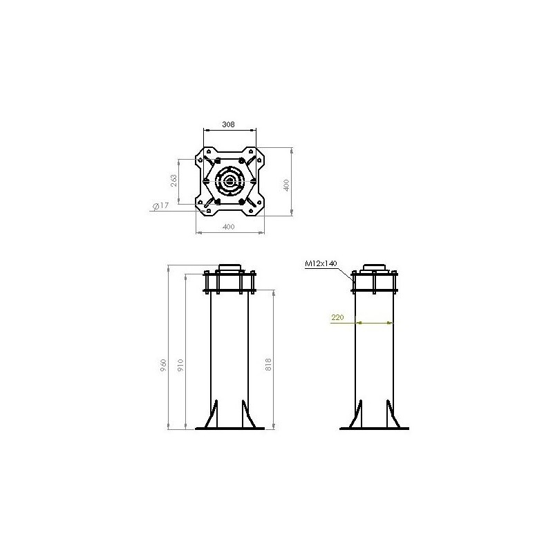 ASToptics コラム HD PIER (219mm) Celestron HD Pro ウェッジ用