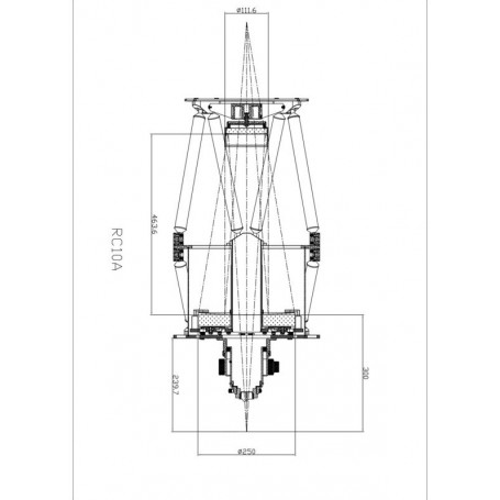 مجموعه آینه Omegon 10 اینچی F/8 Ritchey-Chrétien