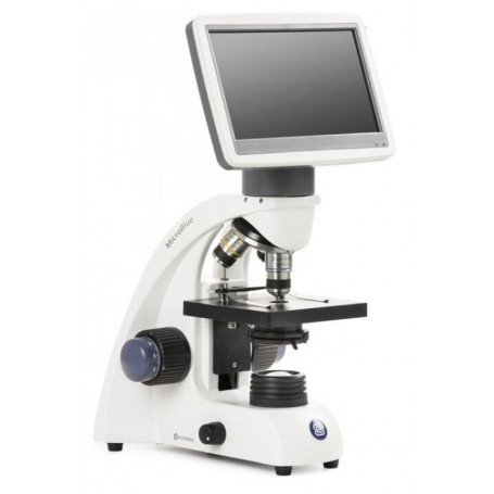 Euromex Microscoop MicroBlue, MB.1001-LCD, 5,6 inch LCD scherm, Axis 4/10/S40x objectieven, DIN 35mm perf., 40x - 400x, LED, 1W