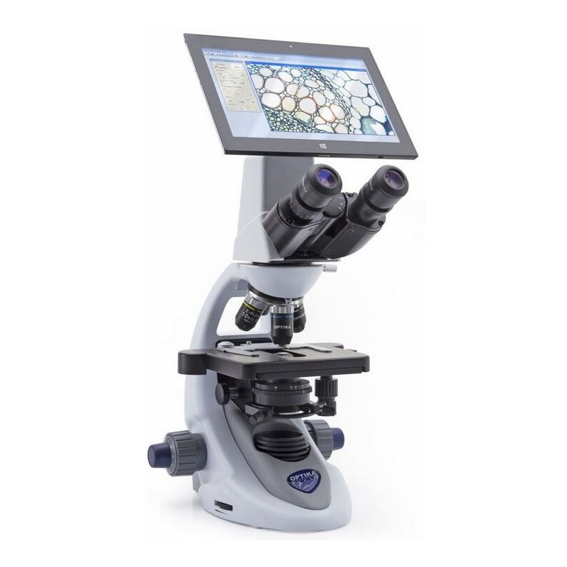 Microscópio digital Optika B-290TK, objetivas N-PLAN. Com tablet