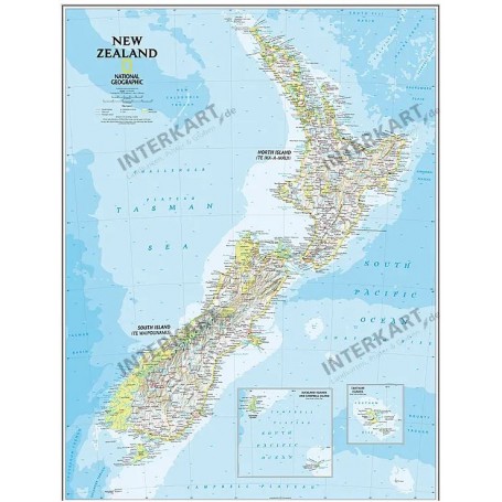 National Geographic Kort New Zealand (60 x 77 cm)