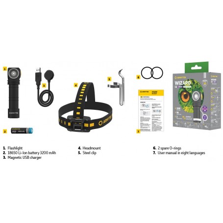 Armytek Wizard C2 WUV / white & UV / 1100 lm & 1595 lm (400 nm) / 1x18650 included / F08901UF