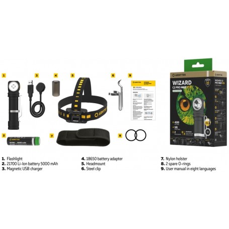 Armytek Wizard C2 Pro Max LR / blanc / 4150 lm / 1x21700 inclus ou 1x18650 / Aimant USB / F06702C