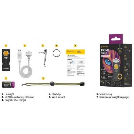 Armytek Prime C1 Pro / חם / 930 lm / 1x18350 כלול / מגנט USB / F07901W