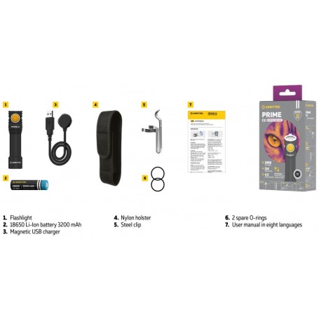 Armytek Prime C2 Magnet USB / vit / 1000 lm / 1x18650 ingår / F08001C