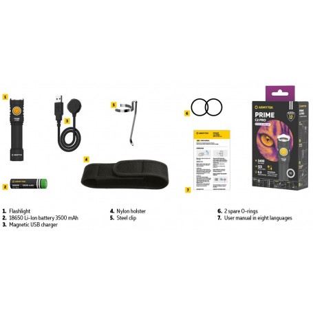Armytek Prime C2 Pro Magnet USB / bílá / 2400 lm / 1x18650 v ceně / F08101C
