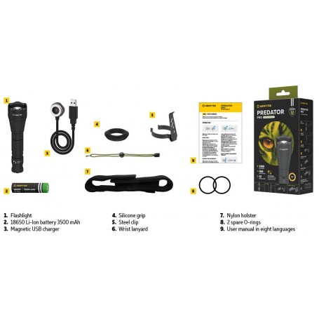 Armytek Predator Pro 磁鐵 USB / 暖色 / 1400 lm / 含 1x18650 / F07301W