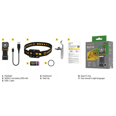 Armytek Elf C1 / biały / 1000 mb / 1x18350 w zestawie / F05003C