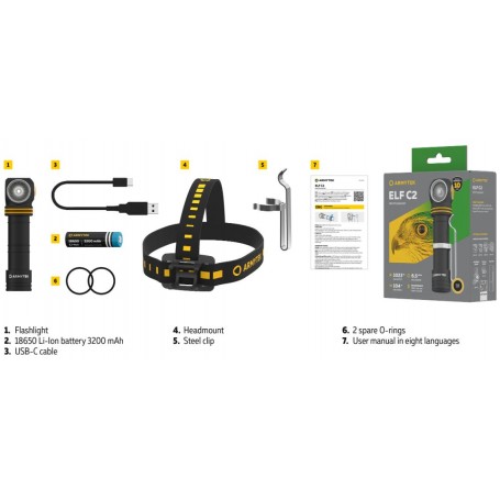 Armytek Elf C2 / دافئ / 1023 lm / 1x18650 متضمن / F05103W