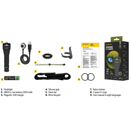 Armytek Viking Pro Magnet USB / أبيض / 2200 lm / 1x18650 متضمن / F07701C