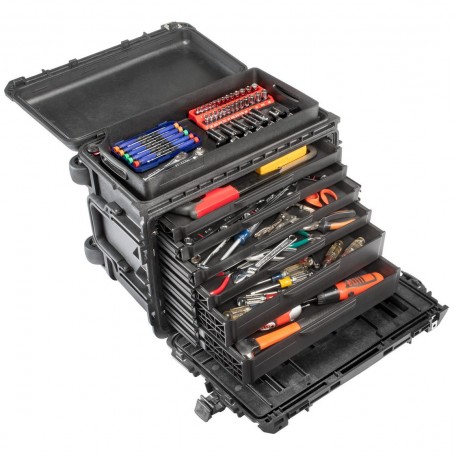 Carcasă de protecție Peli 0450 6 sertare puțin adânci / 1 sertare adâncă - Cufă de instrumente mobilă