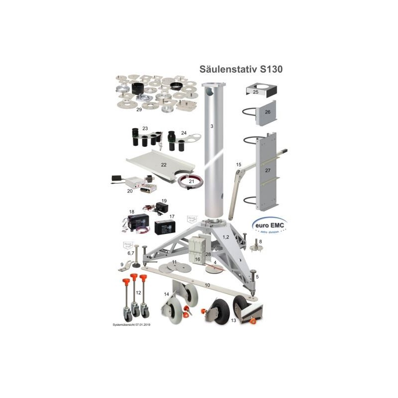 Stand kolonu S130 (60940) için euro EMC PU tekerlekler 200mm