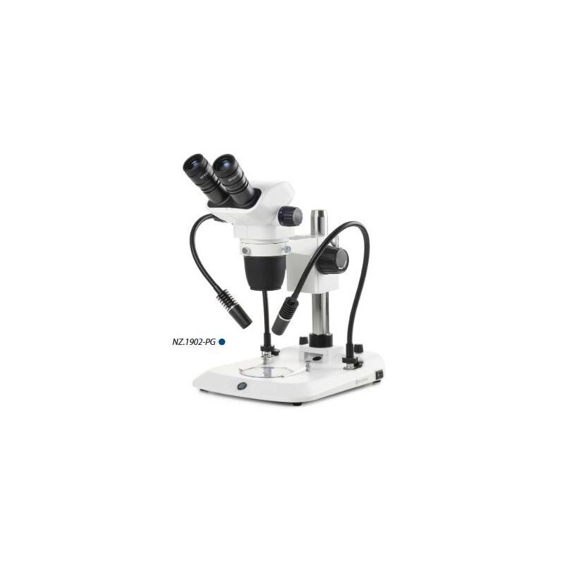 Euromex Stereo zoom microscope NZ.1902-PG, 6.7-45x, Column, 2 Goosenecks, Transmitted light, bino (63359)