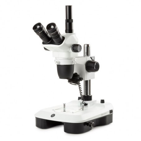 Euromex Stereo zoom NZ.1703-M, 6.5-55x, Søjle, Indfaldende & Transmitteret lys, trino, Spejl f. Mørkefelt, Embryologi (63377)