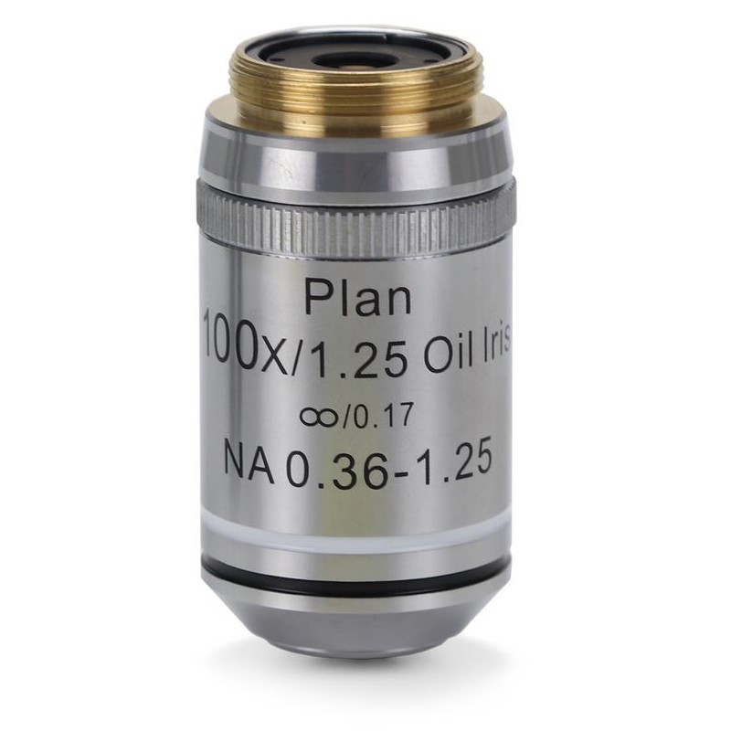Euromex Objective IS.7200-I, 100x/1.25 dầu ngâm, PLi, phẳng, vô cực, màng chắn mống mắt, lò xo (iScope) (53376)