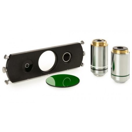 Conjunto de slider de contraste de fase Euromex IS.9161, objetivos 10x e S40x PLPH e anéis para objetivos 10(20)/S40x PLPH (5340
