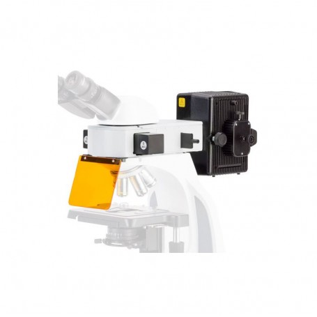 Atașament de fluorescență Euromex cu 3 poziții iScope cu seturi de filtre Albastre și Verzi incluse (53406)