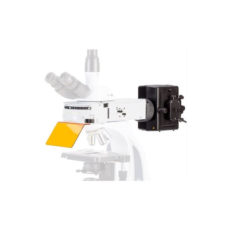 Atașament de fluorescență Euromex cu 6 poziții iScope, cu seturi de filtre albastre și verzi incluse (53404)