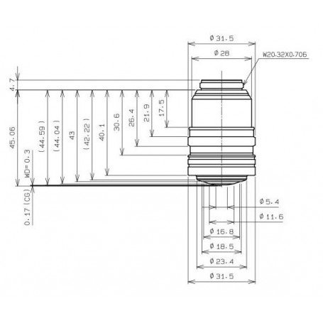 स्पष्ट ओलंपस ऑब्जेक्टिव UPLSAPO60xS2, ए लाइन, सुपरापो, 60x, NA 1.3, w.d. 0.3, FN 22 (60896)