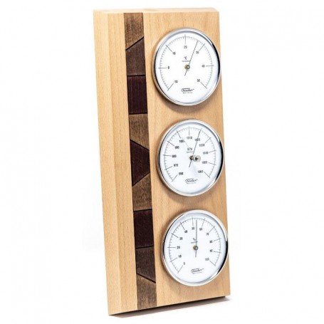 Station météo en bois véritable Fischer hêtre naturel (62620)
