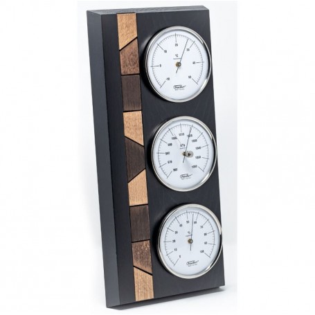 Estación meteorológica de madera real Fischer negra (62618)