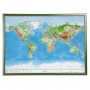 Georelief World map, large 3D relief map with wooden frame (in German) (44660)