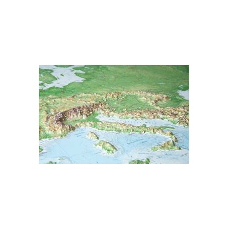 Georelief Große 3D-Reliefkarte von Europa im Aluminiumrahmen (auf Deutsch) (44612)