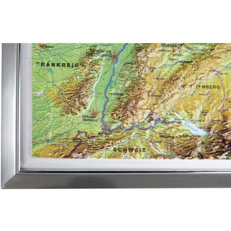 Alüminyum çerçevede Almanya'nın Georelief Büyük 3D kabartma haritası (Almanca) (44617)