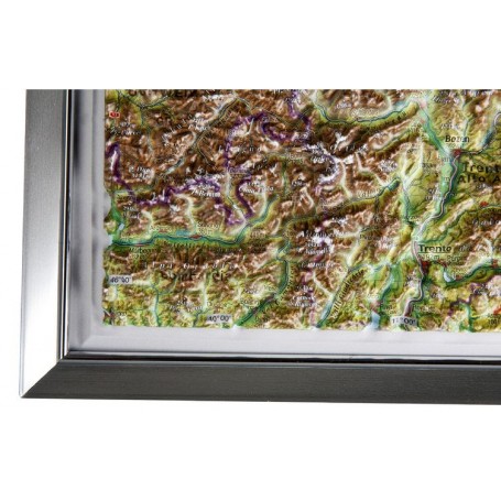 Georelief Suuri 3D-kohokartta Itävallasta alumiinikehyksessä (saksaksi) (44627)