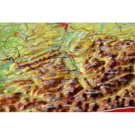 Georelief Regional map Allgäu Bodensee Lake Constance 3D Relief map (77 x 57 cm) (in German) (58032)