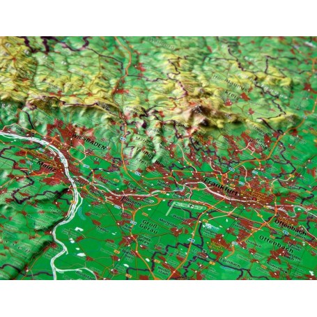Georelief Large 3D relief map of Hesse (in German) (80904)
