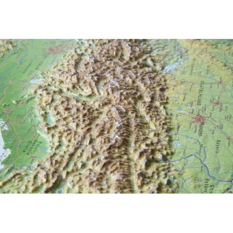 Georelief Velik 3D reliefni zemljevid Alp, v aluminijastem okvirju (v nemščini) (44607)