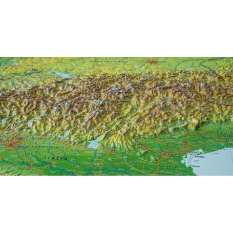 Georelief Large 3D relief map of the Alps in wooden frame (in German) (75103)