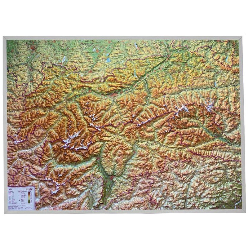 지오릴리프 티롤 (77 x 57 cm) 3D 지형도 알루미늄 프레임 포함 (독일어) (78009)