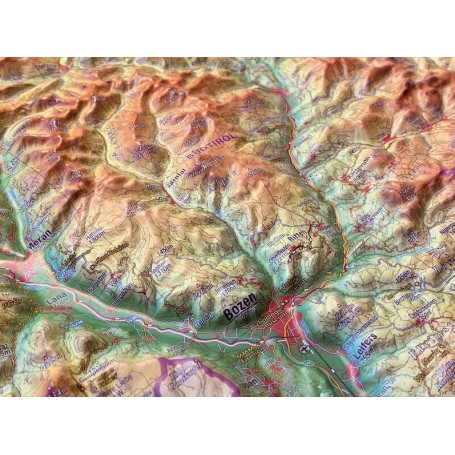 Georelief Tyrol (78 x 58 cm) 3D relief map with Wood frame (in German) (78007)