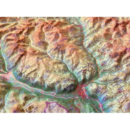 Georelief Tyrol (78 x 58 cm) 3D relief map with Wood frame (in German) (78008)