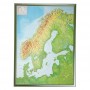 Georelief Scandinavia 3D relief map with silver plastic frame, large (in German) (49877)
