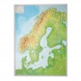 Hartă de relief 3D Georelief Scandinavia cu ramă din plastic argintiu, mare (în germană) (49878)