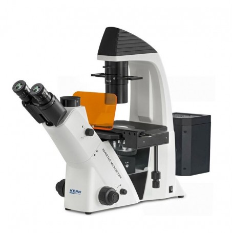 Kern invertni mikroskop OCM 166, FL, PH, trino, Abbe N.A. 0.3 fiksni kondenzator, 10x-40x, 30W LED, Al, 100W HBO, Dl (83010)