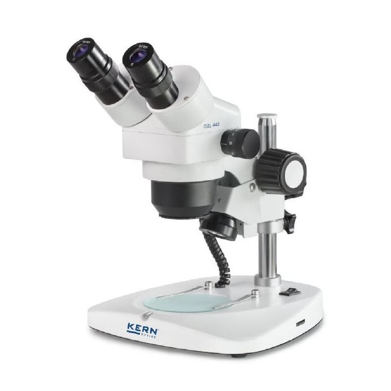 Microscope stéréo zoom Kern OZL 445, Greenough, colonne, bino, 0.75-3.6x,10x/21, LED 0.35W (66625)