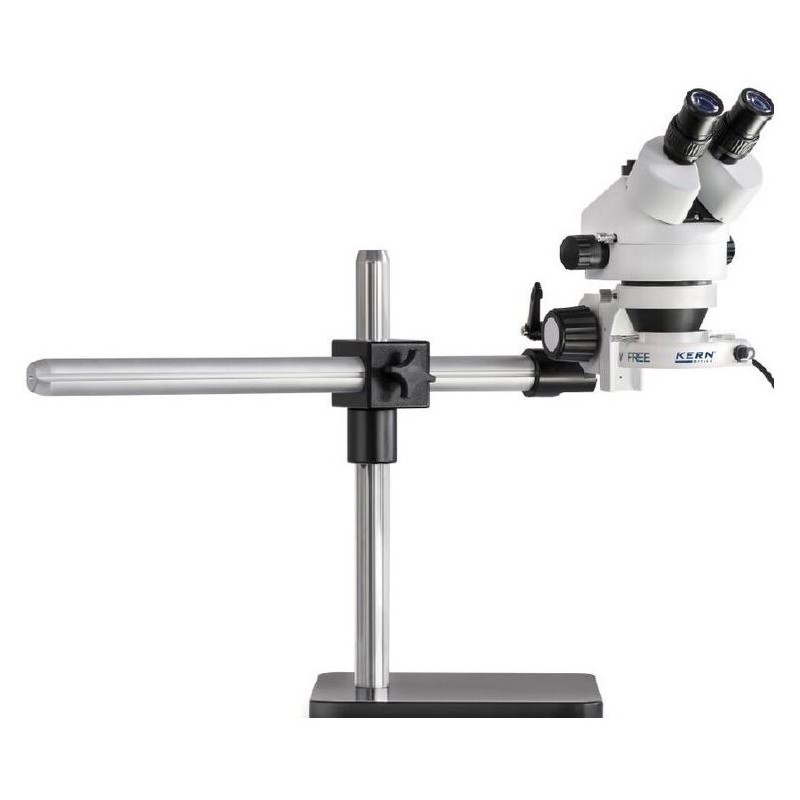 Kern Stereo zoom microscope OZL 963, trino, 0.7-4.5x, telescopic arm stand, plate, LED ringl. (66646)