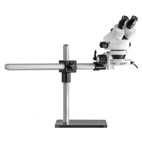 Microscop stereo cu zoom Kern OZL 963, trino, 0.7-4.5x, suport cu braț telescopic, placă, inel LED. (66646)