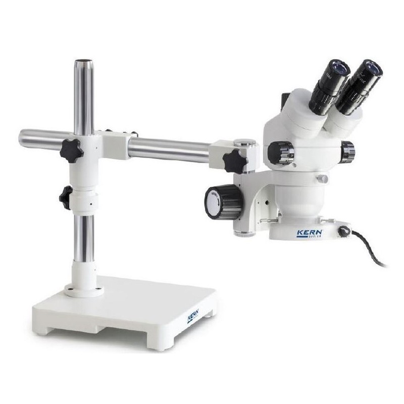 Kern Stereo zoom microscope OZM 902, bino, 7x-45x, HSWF, Tripod, single arm w. table top, ring light LED 4.5 W (66654)