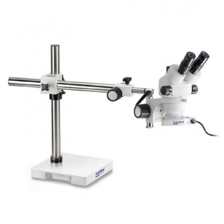 Kern Stereo zoom OZM 913, trino, 7x-45x, HSWF 10x23mm, Tripod, lengan tunggal (515 mm x 614 mm) dengan meja atas, lampu cincin L