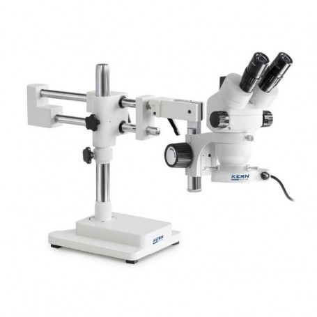 Kern Stereo zoom OZM 923, üç gözlü, 7-45x, HSWF 10x23 mm, Çift kollu tripod, 430x480mm, masa üstü ile, halka ışık LED 4.5W (6666