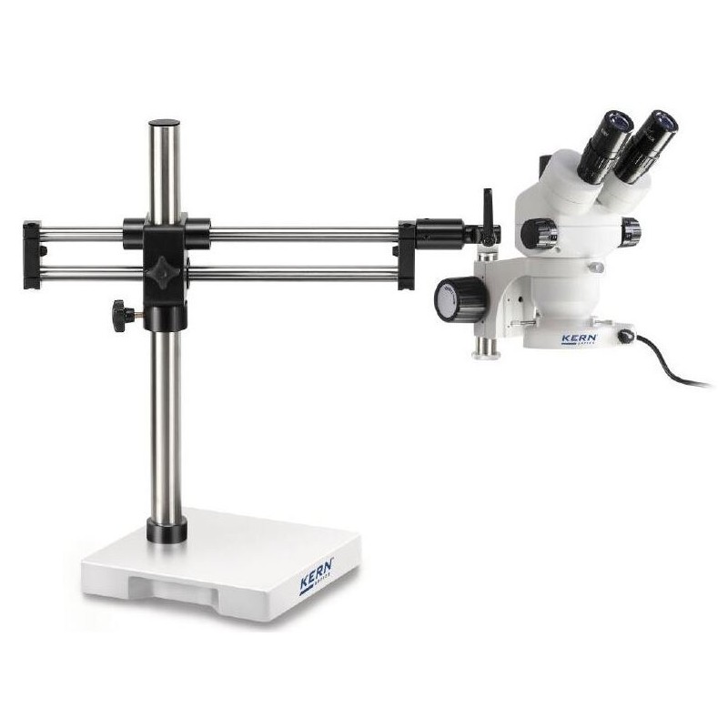 Kern Stereo zoom OZM 932,bino,7-45x,HSWF 10x23 mm,Tripod double arm,430x480mm,w. table top,ring light LED 4.5 W (66666)