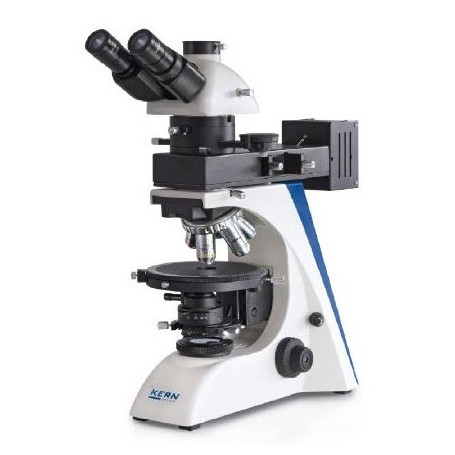 Kern Microscopio OPO 185, POL, trino, Inf plan, 40x-600x, luce incidente/riflessa, HAL, 100W (68009)