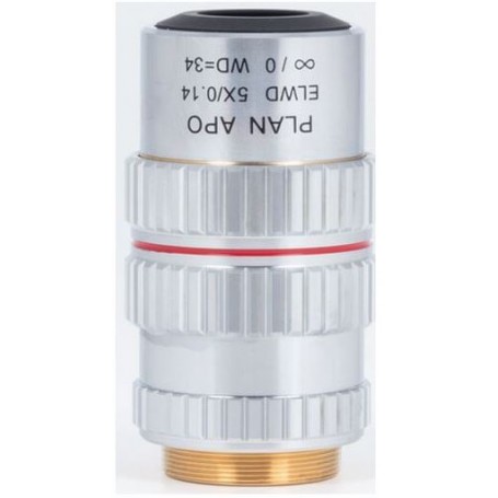 मोटिक प्लान अपोक्रोमैटिक। ऑब्जेक्टिव PA ELWD 5X/0.140 (wd 34mm) पैफोकलिटी समायोजन (67680)