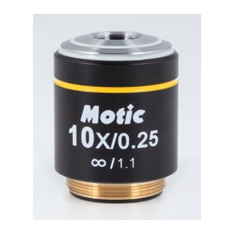 Objetiva de microscópio Motic PL, CCIS, plano, acromático, 10X/ 0.25, w.d.16.8mm (para AE2000) (57150)
