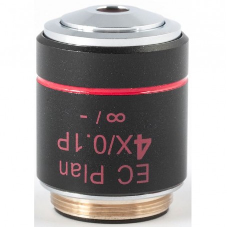 Motic objektīvs EC PL P, CCIS, plāns, akromāts, (bez sprieguma), 4x/0.10, w.d.15.9mm (BA-310 POL) (57155)